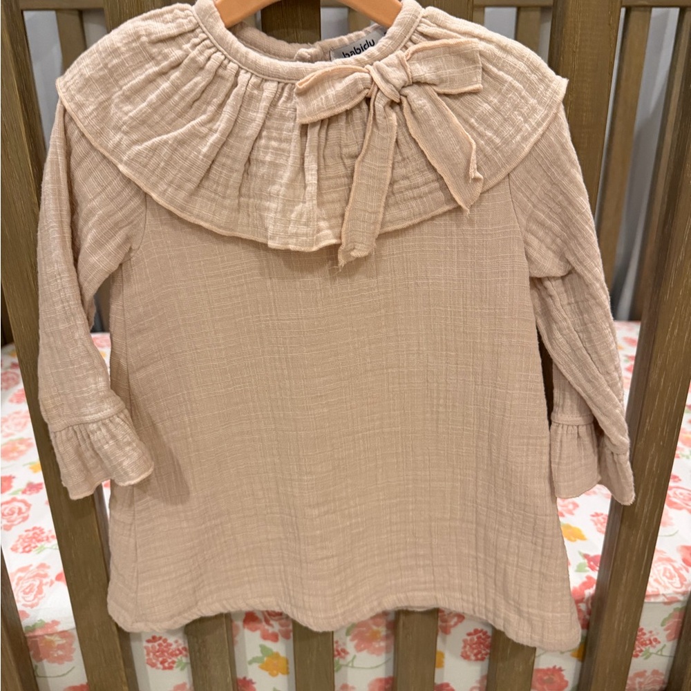 Babidu Cream Baby Dress with Bow